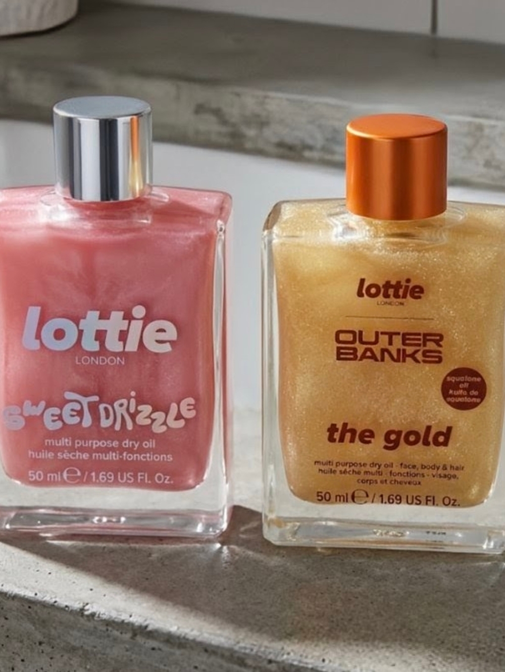 NEW Lottie London Shimmering Dry Oil Duo - Sweet Drizzle & Outer Banks Gold